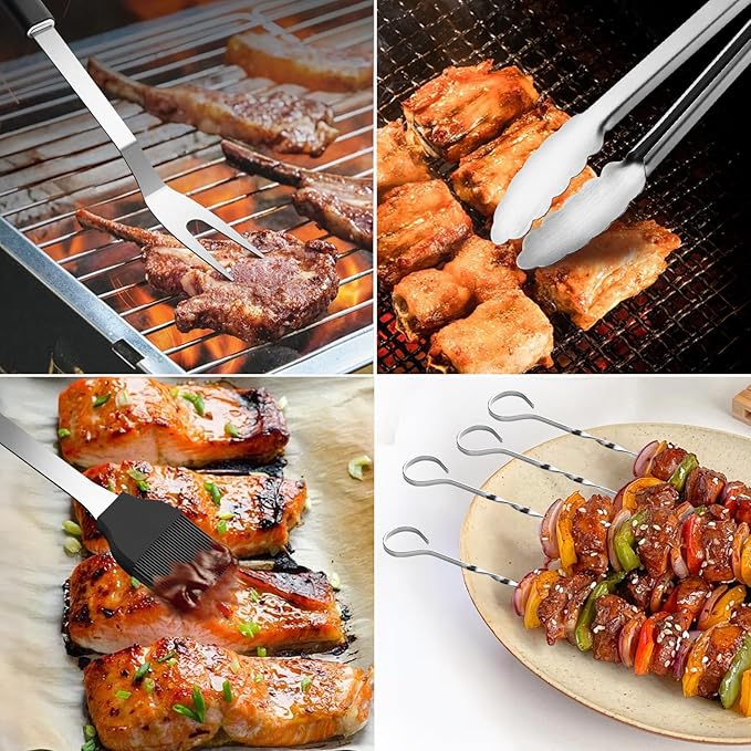 BBQ Accessories Grill Tools Set,Stainless Steel Barbecue Grill Accessories for Outdoor Grill,Professional Barbecue Utensils Grilling Accessories for Camping/Backyard,Grilling Gifts for Men/Women