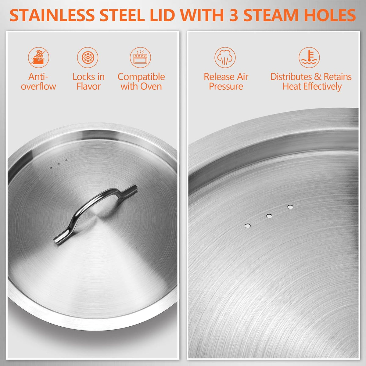 75 Quart Stainless Steel Stock Pot with Lid – Extra Large Commercial Cooking Pot for Soup, Stew, Seafood – Heavy Duty, Induction Ready – Perfect for Restaurants & Big Gatherings