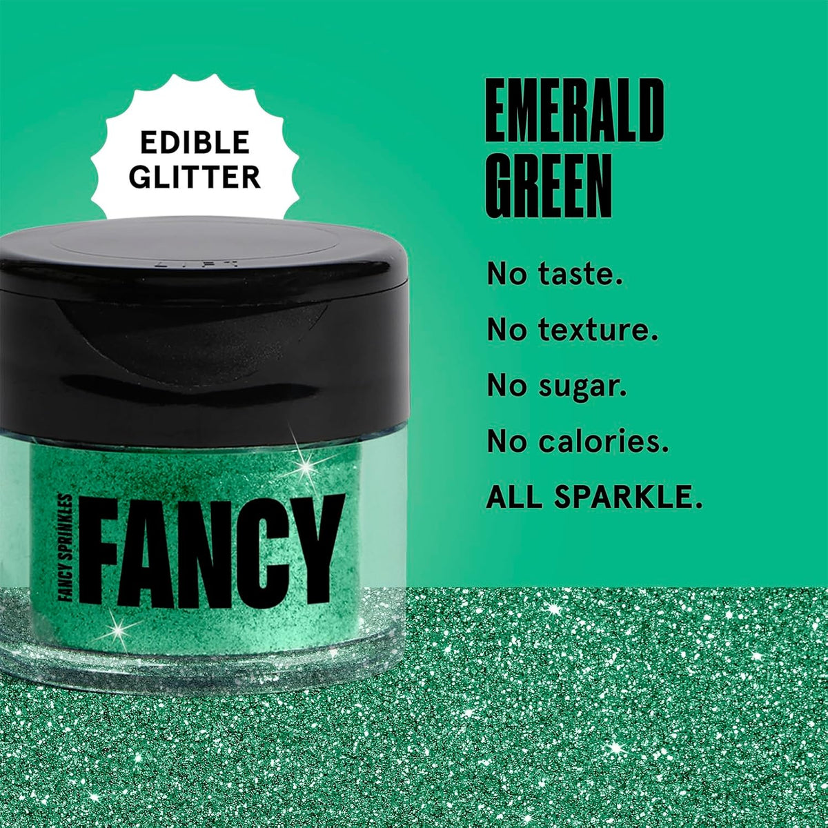 Fancy Sprinkles Emerald Green Premium Edible Glitter, 100% Edible Glitter for Sparkling Food & Drinks No Taste or Texture (4gm)