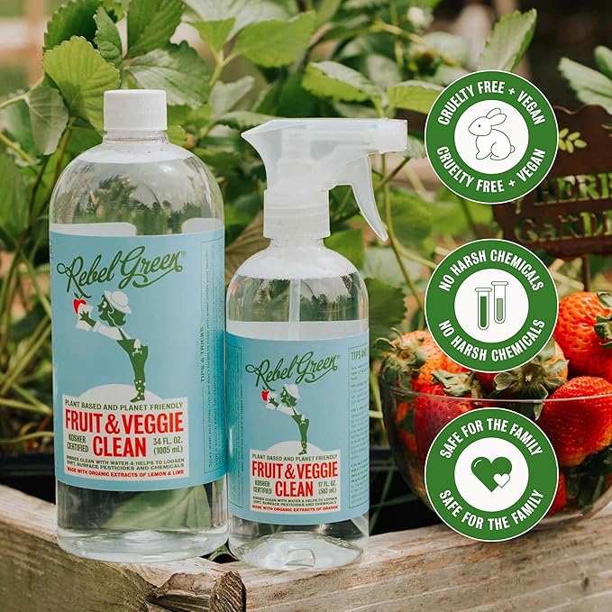Rebel Green Fruit and Veggie Wash, Natural Fruit and Vegetable Produce Cleaner