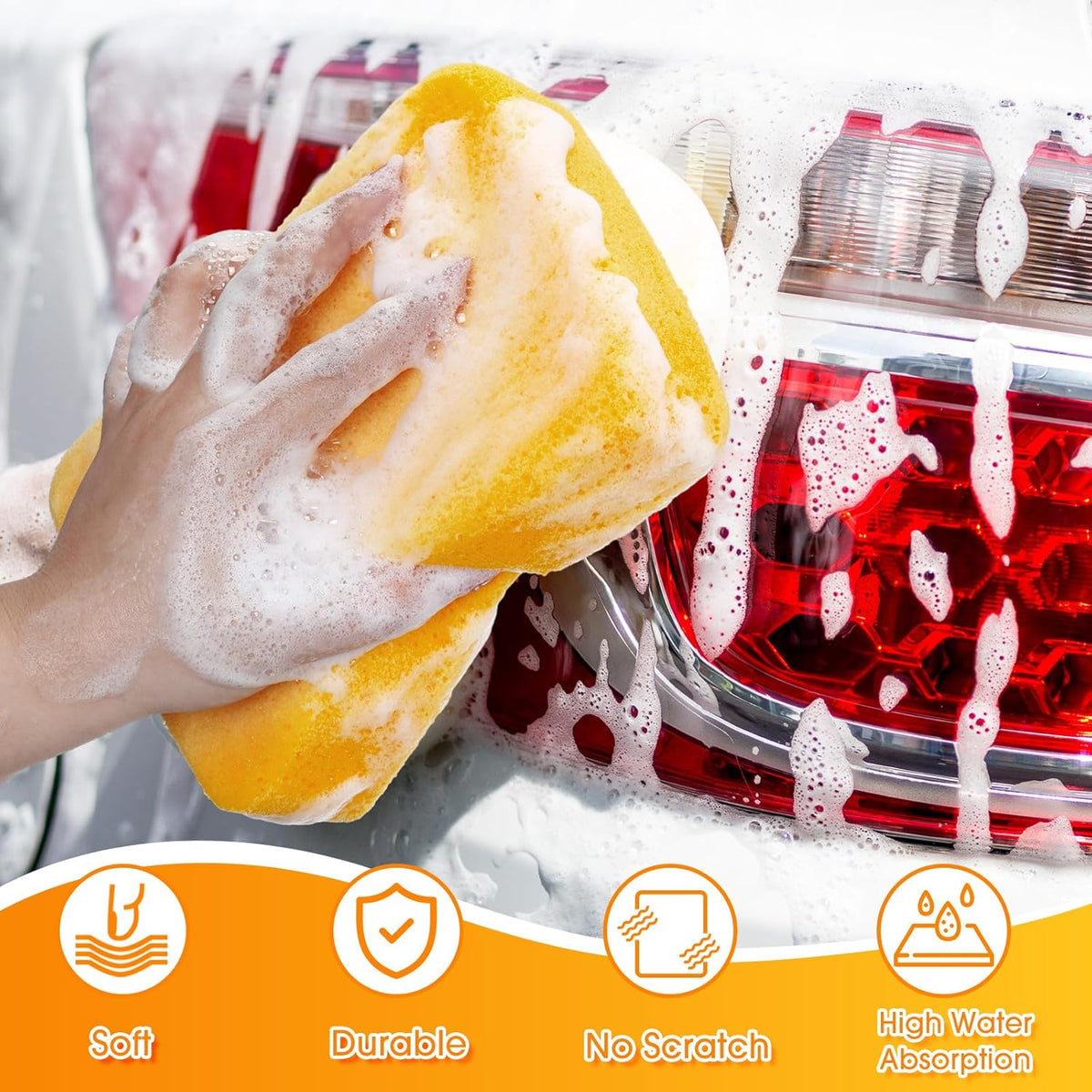 Tioncy 48 Pcs Large Sponges Bulk 7.5 x 5.5 x 1.9 Inch Grouting Car Wash Foam Cleaning and Washing Sponge Commercial Foam Large All Purpose for Cleaning Dishes Car Tile Bike (Yellow)