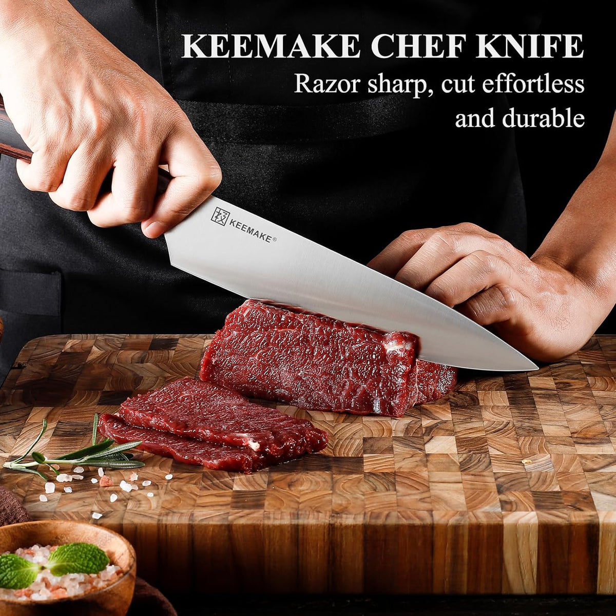 KEEMAKE Professional Chef Knife Set 2 Pieces - Kitchen Knives High Carbon Stainless Steel Ultra Sharp Blade & Ergonomic Pakkawood Handle, Perfect for Meat Cutting, Vegetable Chopping & Culinary Gifts