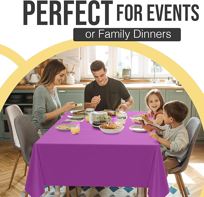 Exquisite 66% Thicker Premium Plastic Table Cloth Rectangle Table Cover 0.5 Mil 6 Pack Magenta Table Cloth 54 Inch x 108 Inch Disposable Tablecloth Won't Tear Easily Like Cheap Thin Brands
