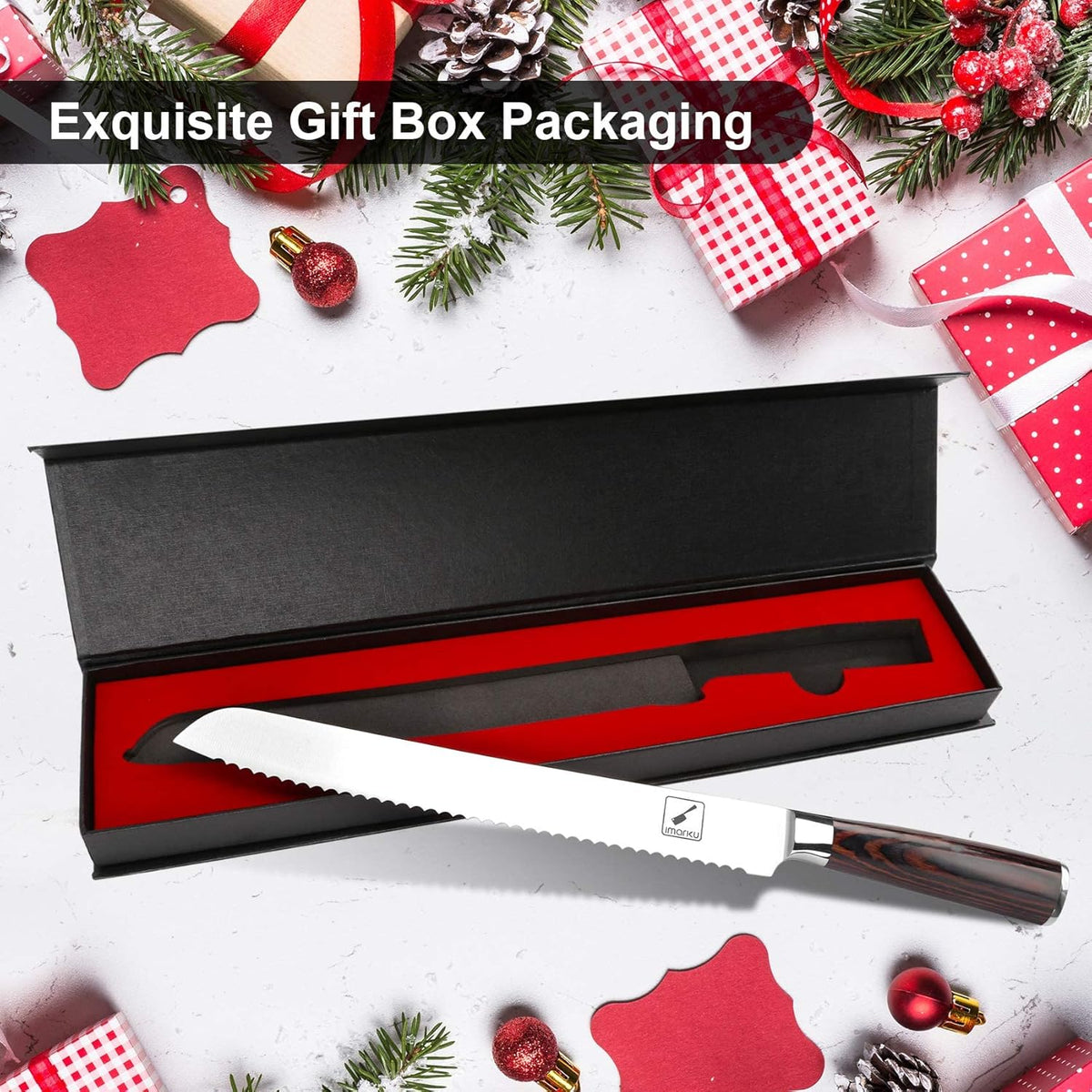 imarku Bread Knife, German High Carbon Stainless Steel Professional Grade Bread Slicing Knife, 10-Inch Serrated Edge Cake Knife, Bread Cutter for Homemade Crusty Bread, Birthday Gifts for Women Men