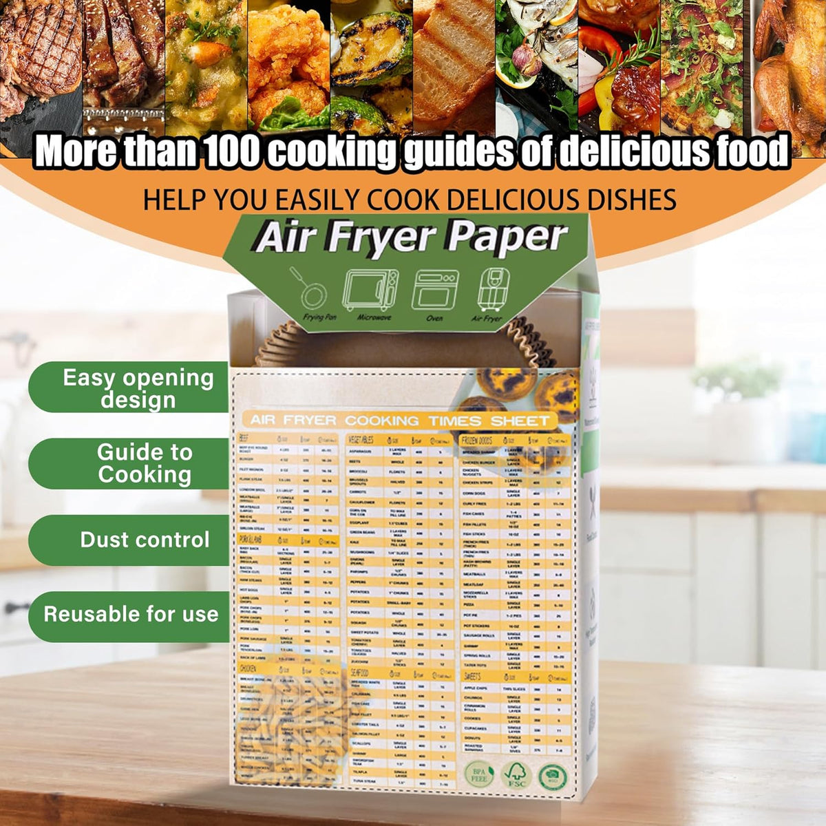 Air Fryer Disposable Paper Liners for Ninja Foodi DZ201 DZ401 FG551, 125 Pcs Rectanglar Parchment Cooking Oil-proof Liner for Airfryer, Microwave Oven, Frying Pan, Fryers Filters Sheets Baking Basket