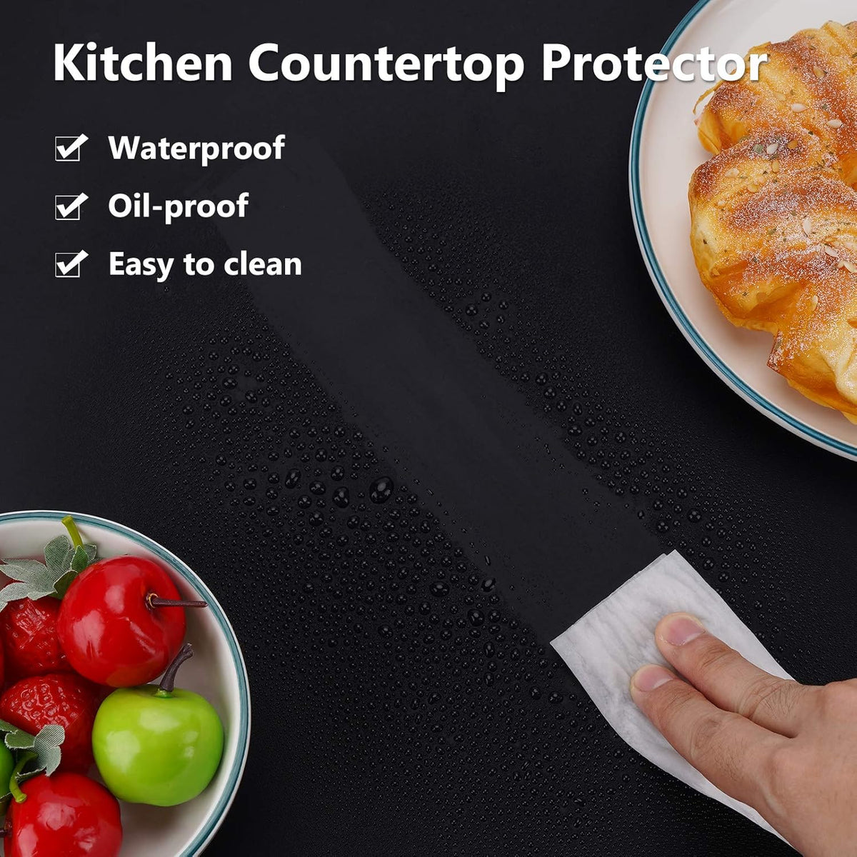 Gartful Extra Large Silicone Mats for Countertop, 28" by 20" Multipurpose Mat, Counter Table Protector, Desk Saver Pad, Placemat Nonstick Nonskid Heat-Resistant Pad, Black