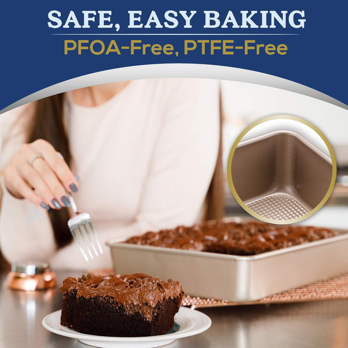 Ultra Cuisine 9x13 Inch Cake Baking And Brownie Pan - Easy Cleaning And Low Maintenance - Elevated Non-Stick Even Baking Experience - Food Safe Coating - Bake Like A Pro For A Lifetime