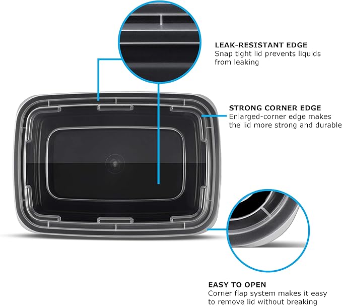 Freshware Meal Prep Containers 1 Compartment Food Storage Containers with Lids, Bento Box, BPA Free, Stackable, Microwave/Dishwasher/Freezer Safe (28 oz), 50 Count (Pack of 1)