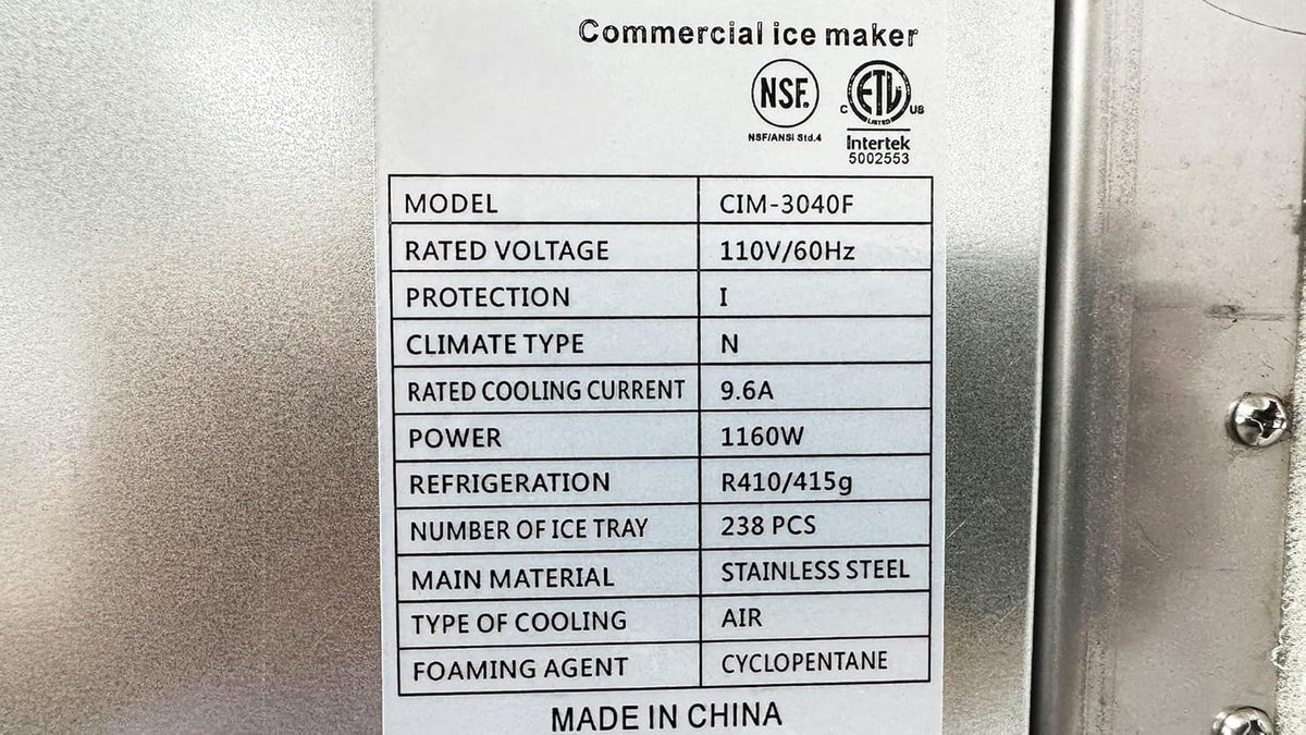 Commercial Ice Maker Machine, 660 lbs Daily Production, 300 lbs Storage, Digital Control Panel, Stainless Steel CIM-3040F