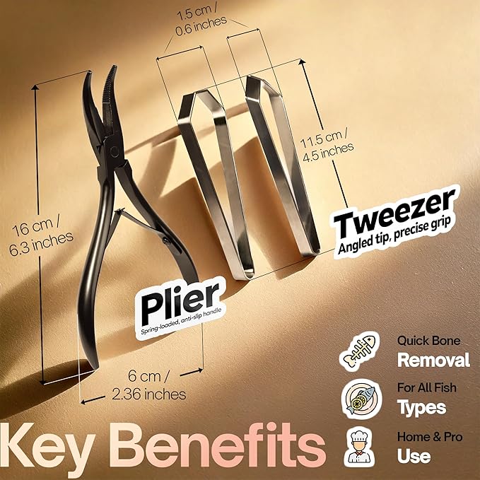 Fish bone tweezers deboner tool for salmon – fish tweezers bones remover pliers deboning tweezer tool, fish bone pliers pin bones deboner, stainless steel fish cleaning tools