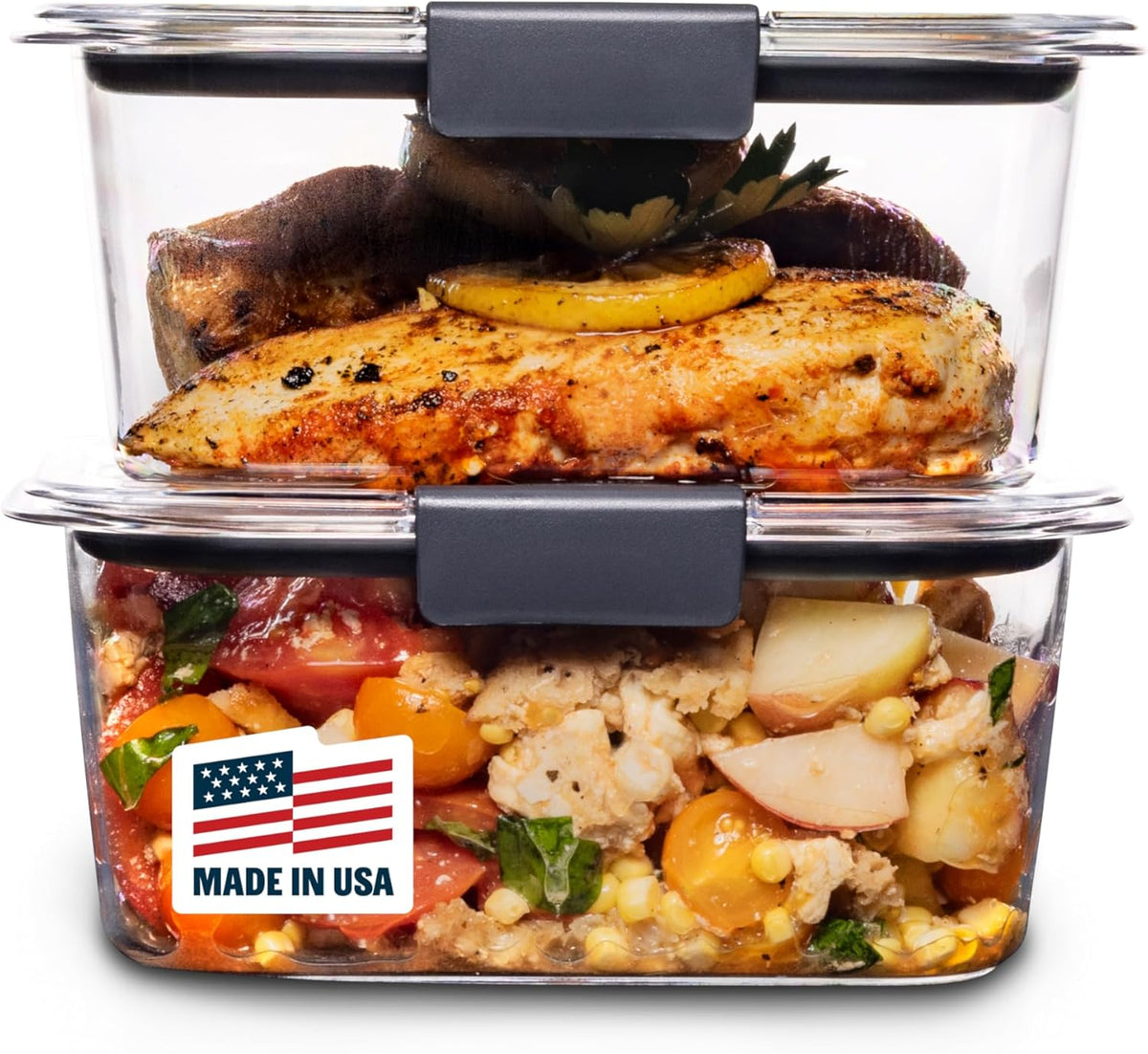Rubbermaid Brilliance BPA-Free Food Storage Containers, Medium Deep, 4.7 Cup, 2-Pack, Airtight & Leak-Proof, Microwave & Dishwasher Safe
