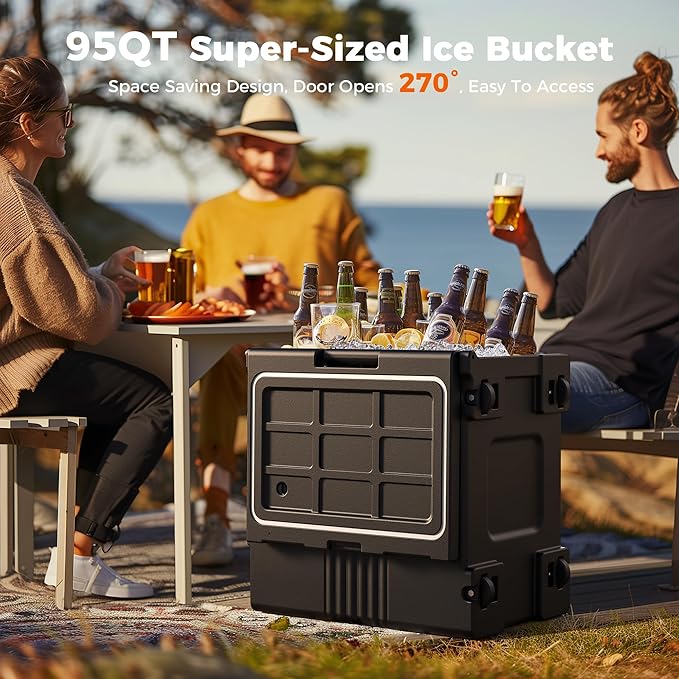 95Qt Non-Electrical Food Warmer with Wheels, 304 Stainless Steel Latch, Catering Food Warmers for Parties LLDPE Insulated Food Carrier for 6 Full-Size Pans(NOT Included), Hot Boxes for Catering