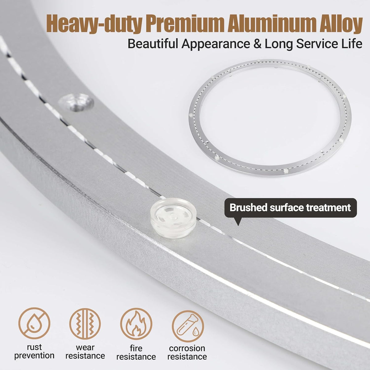24 Inch Lazy Susan Bearing Heavy-Duty Aluminium Alloy Turntable Bearing, Mute Turntable Ball Bearing, Lazy Susan Hardware for Dining and DIY Dotating Furniture (Capacity up to 880lb)