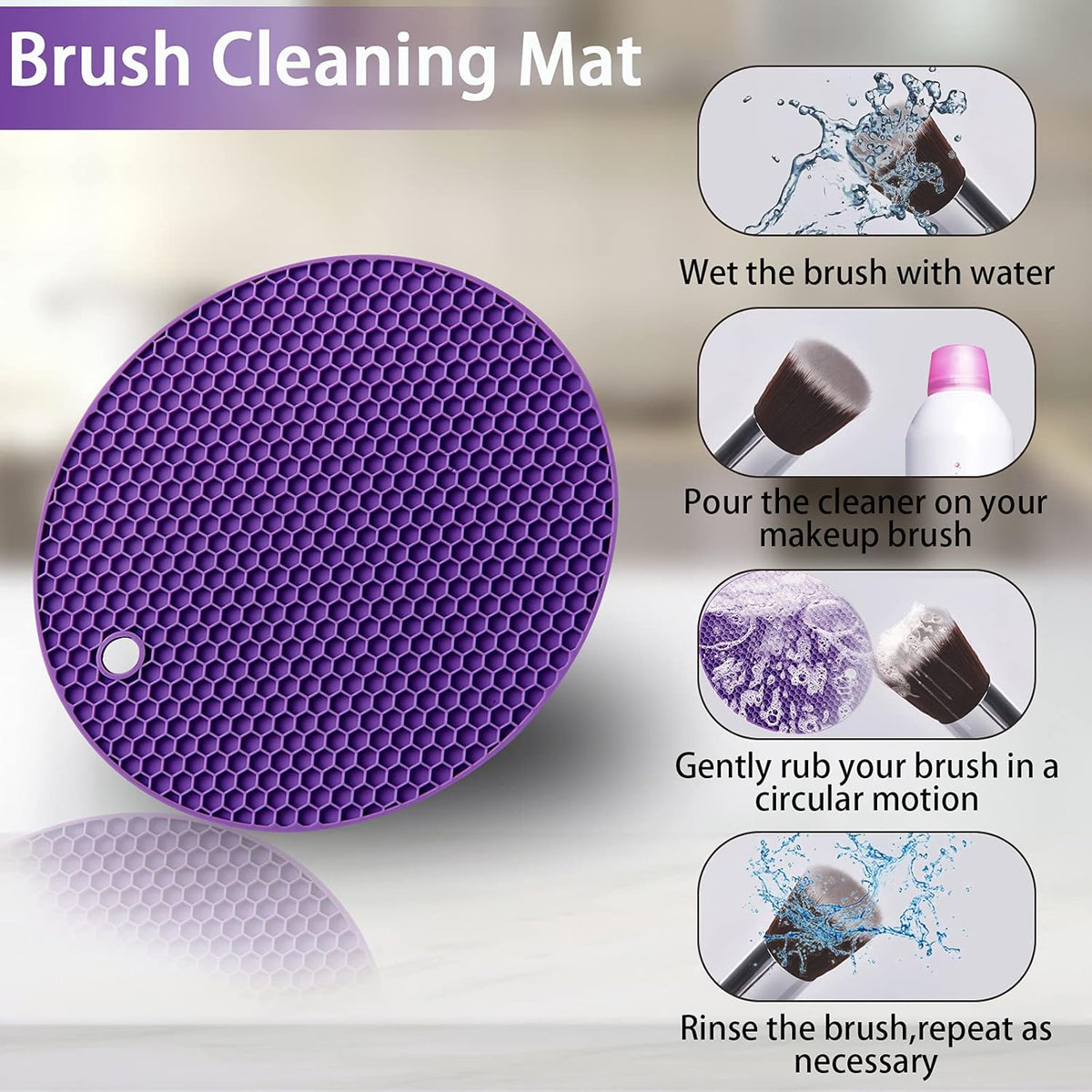 Joyhalo Trivets for Hot Dishes - Hot Pads for Kitchen, Silicone Pot Holders for Hot Pots and Pans, Silicone Mats for Kitchen Countertops, Table, Flexible Easy to Wash and Dry, Purple