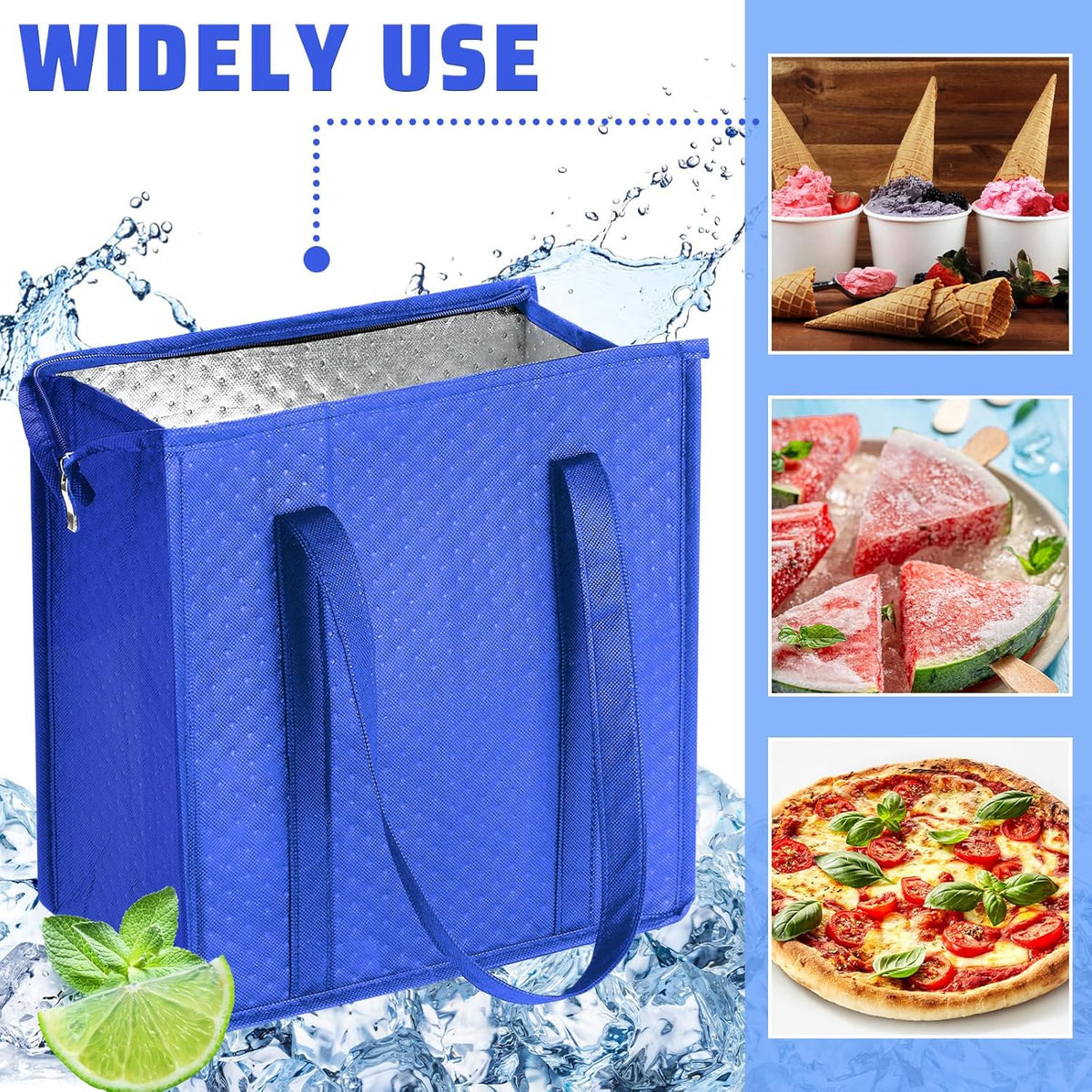 Paterr 4 Pcs Insulated Grocery Bags Large Reusable Insulated Cooler Bags with Zipper Top Shopping Totes for Hot or Cold Food
