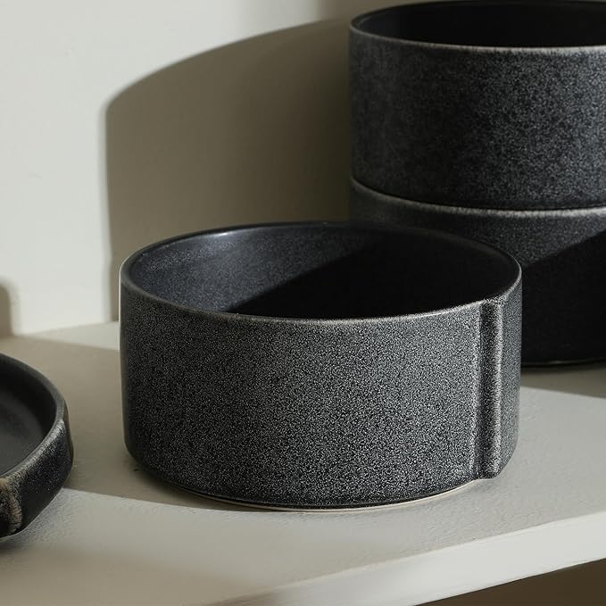 Stone Lain Bao 4-Piece Bowl Set Stoneware, Charcoal