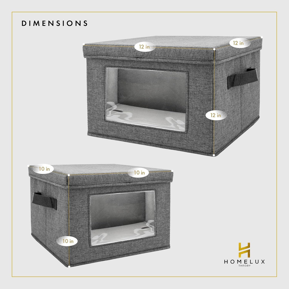 HOMELUX THEORY Plate Storage Box, 2pc 12"x8" Light Gray Hard Shell China Storage Containers, Kitchen Storage Bins With Lids, Heavy Duty Moving Box with Handles for Dishes, Dinner Plate & Dinnerware