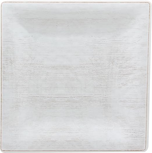 Carlisle FoodService Products Grove Reusable Plastic Plate Square Plate with Rim for Home and Restaurant, Melamine, 10.5 Inches, Buff, (Pack of 12)