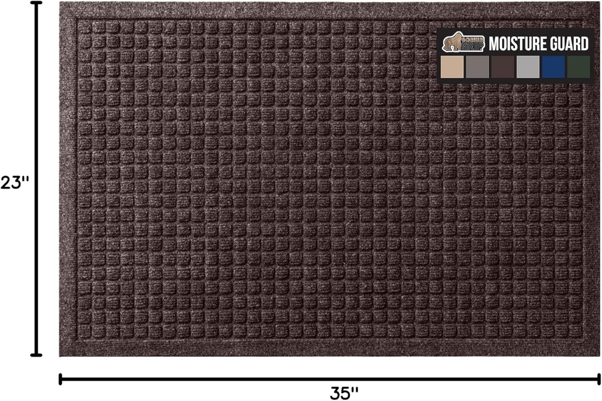GORILLA GRIP Front Door Mat, 35x23, Indoor Outdoor Ultra Absorbent HydroAbsorb Doormat, Absorbs Up to 5.7 Cups of Water, Stain and Fade Resistant, Rubber Backing Doormats, Captures Dirt, Coffee