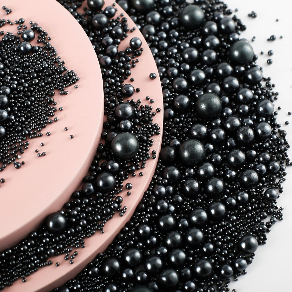 Kasvan Black Pearl Sugar Sprinkles - Edible Candy Pearls 130g/4.58 Oz, Mix Size, Baking Cake Decorations, Ice Cream Toppings and Cookie Decorating, Wedding Party Chirstmas Supplies
