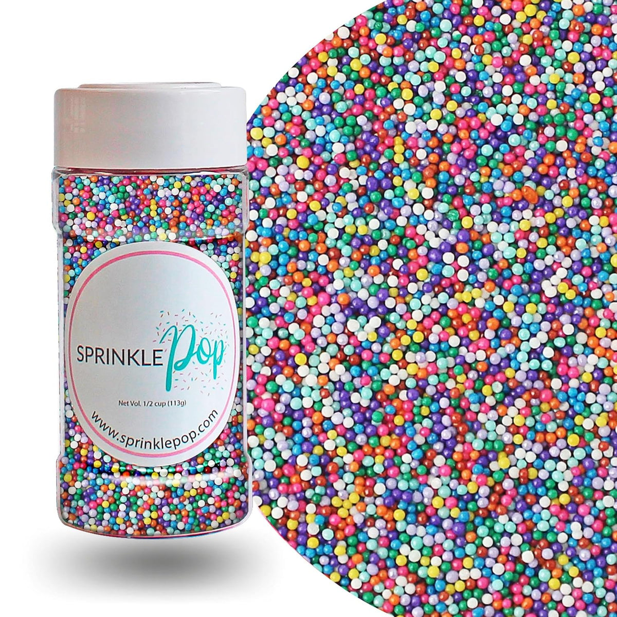 Sprinkle Pop Cool Rainbow Nonpareil Sprinkle Mix| with hues of Blue Purple Pink Non Pareil Sprinkles| Decorating Nonpareils Made in USA for Birthday Cupcakes Donuts Cakes Cookies, 4oz