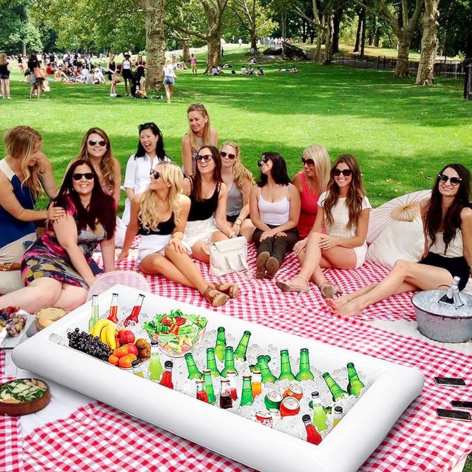 3PCS Inflatable Serving Trays Salad Ice Bar Food Drink Containers - BBQ Picnic Pool Party Supplies Buffet Luau Cooler,with a Drain Plug