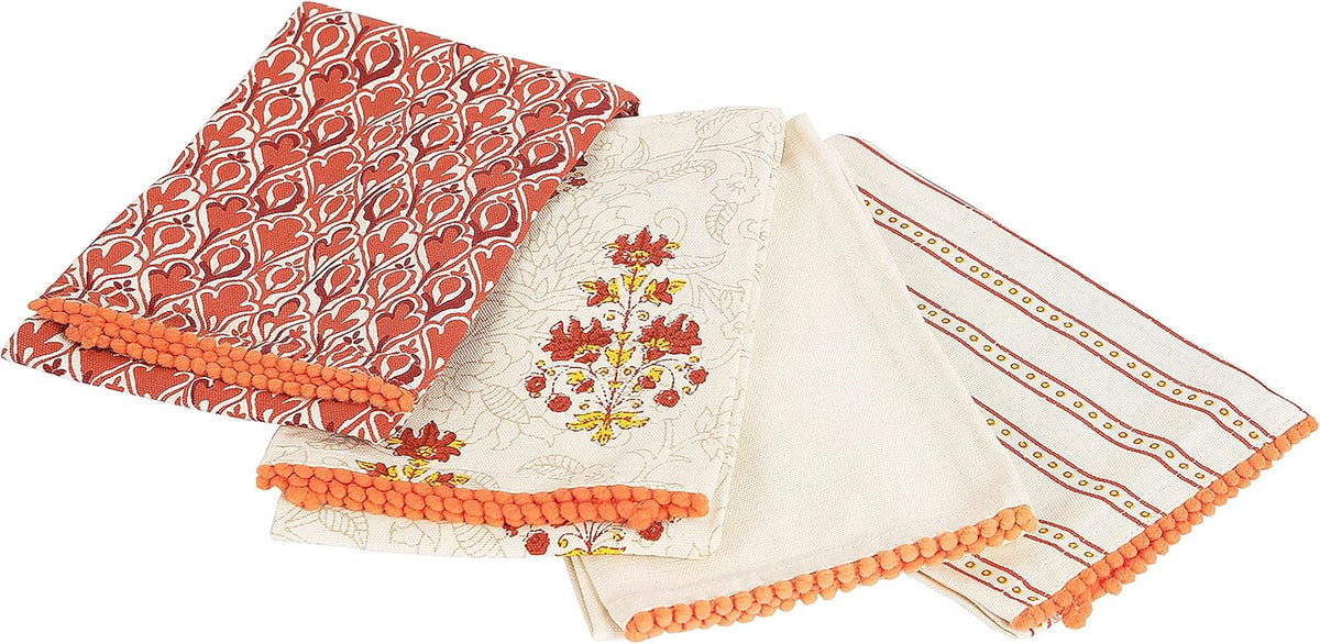 Kitchen Towels Dish Towels - Beige & Red Tea Towels for Spring-Printed Oversized Kitchen Decor Towels 18"x28" Pack of 4 Kitchen Counter Decor