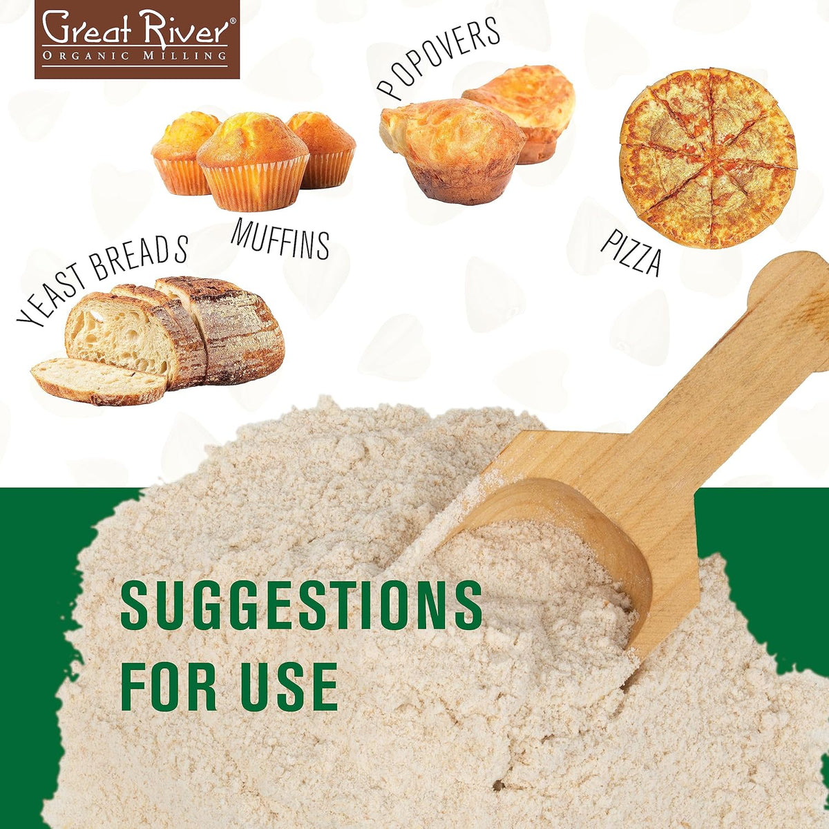 Great River Organic Milling Organic Unbleached Wheat Bread Flour | Artisan Bread Flour for Baking | Multi-Purpose Wheat, Unbromated, Non-GMO, Kosher | 25 Lb (Pack Of 1)