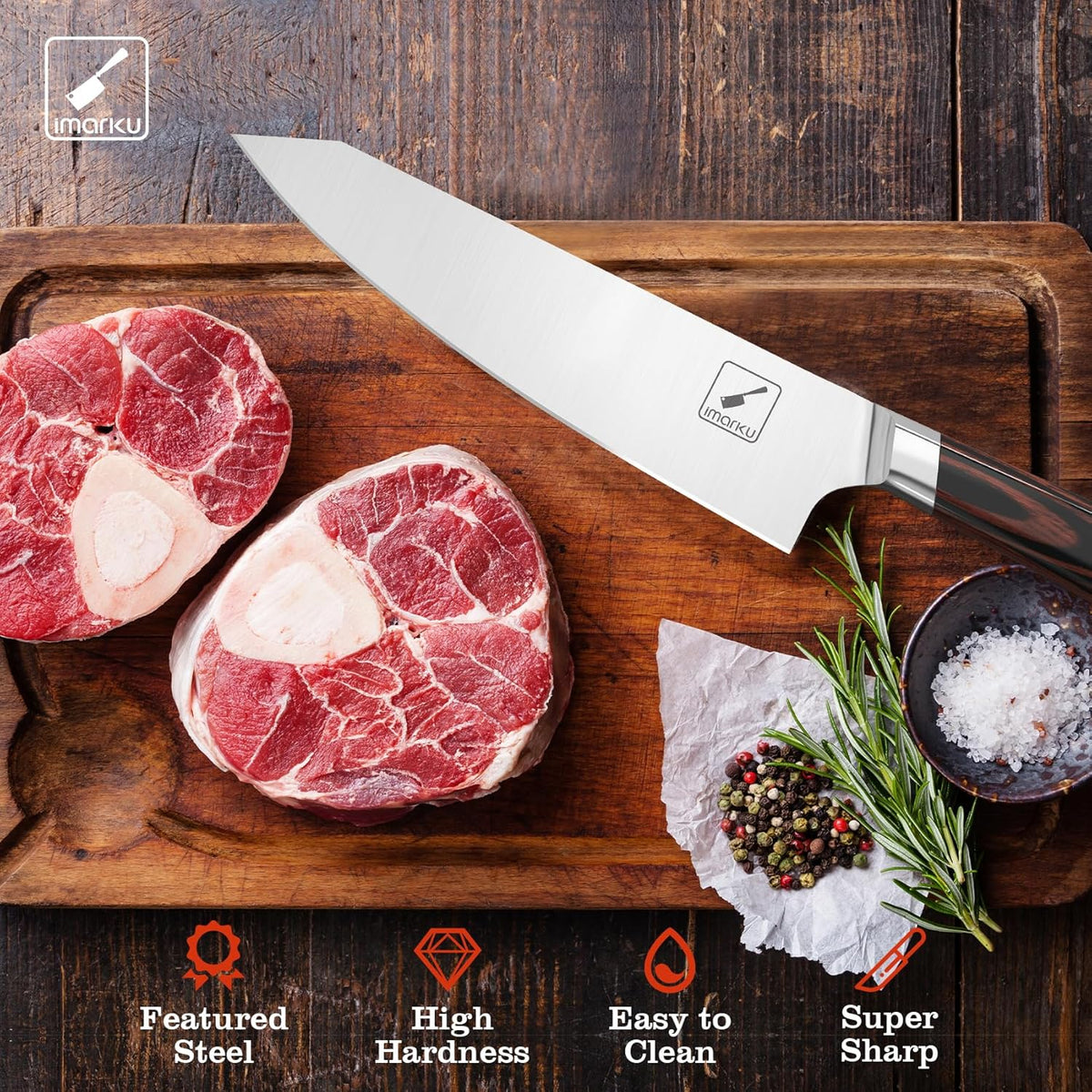 imarku Japanese Chef Knife, 8 Inch Damascus Kitchen Knife, Chef's Knives with Unique Design Wood Handle, Powder Steel Forged Super Sharp Knife With Gift Box, Birthday Gift for Women and Men