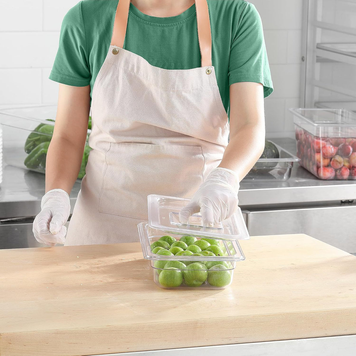 6 PCS Clear Food Pan Lids Universal 1/3 Size Polycarbonate Lids with Handle Food Storagge Container Cover for Commercial Restaurant Hotel Dishwasher Safety BPA Free