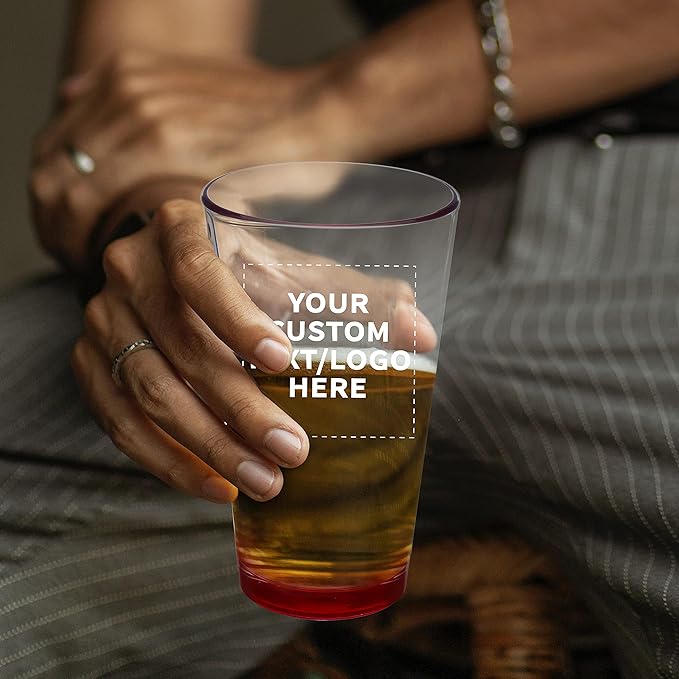 Custom Libbey Pint Glass 16 oz. Set of 50, Personalized Bulk Pack - Beer Glasses, Heavy Duty Drinkware - Red