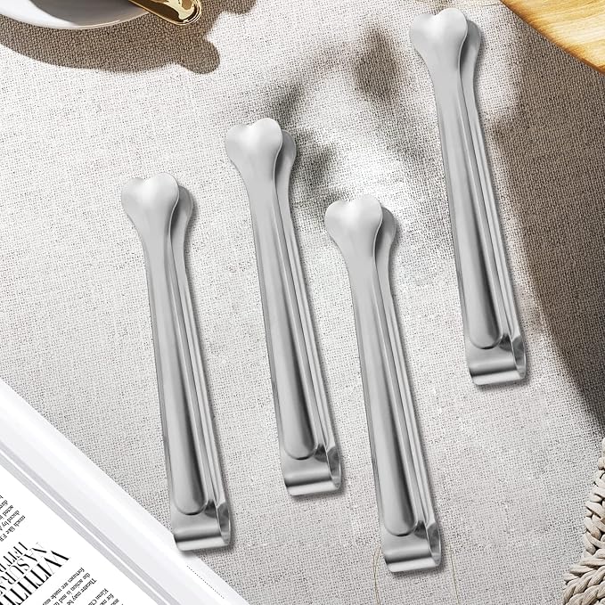 18 Pack Premium Small Serving Tongs, Mini Stainless Steel Appetizer Tongs 4.33Inch Silver