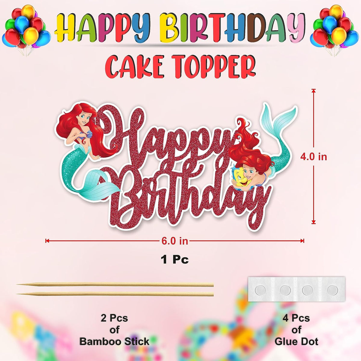 Seyal® The Litle Mermaid Happy Birthday Cake Topper