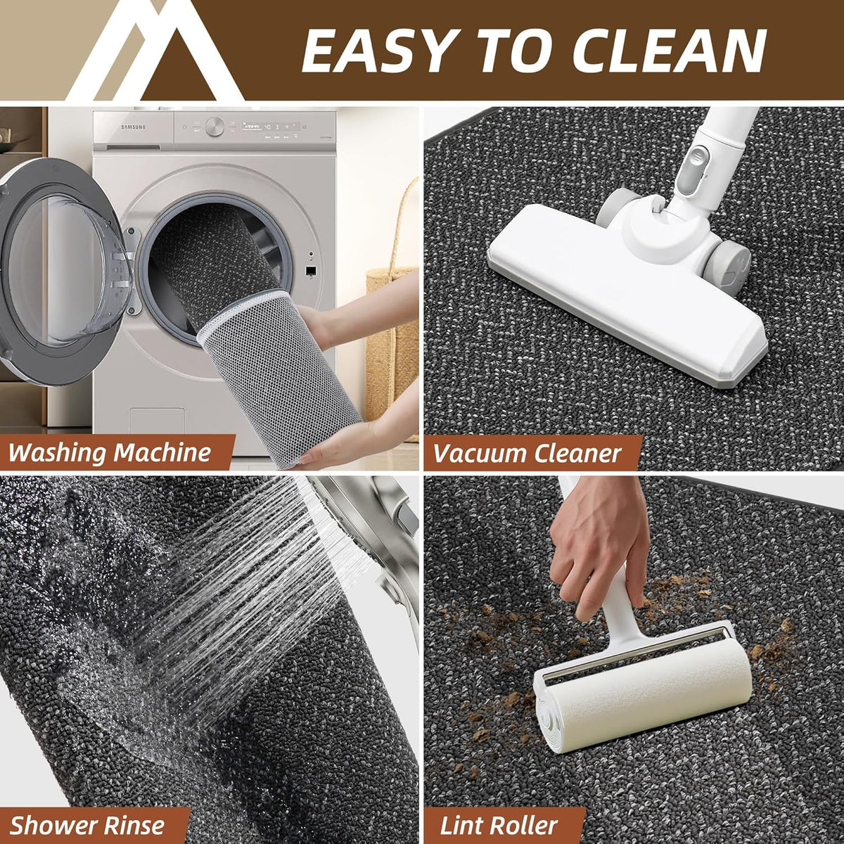 COSY HOMEER Kitchen Rugs 20"x32" Non-Slip Kitchen Mats for Floor Absorbent Stain Resistant Kitchen Floor Mat Machine Washable Rugs for Kitchen,Hallway,Sink,Dark Grey