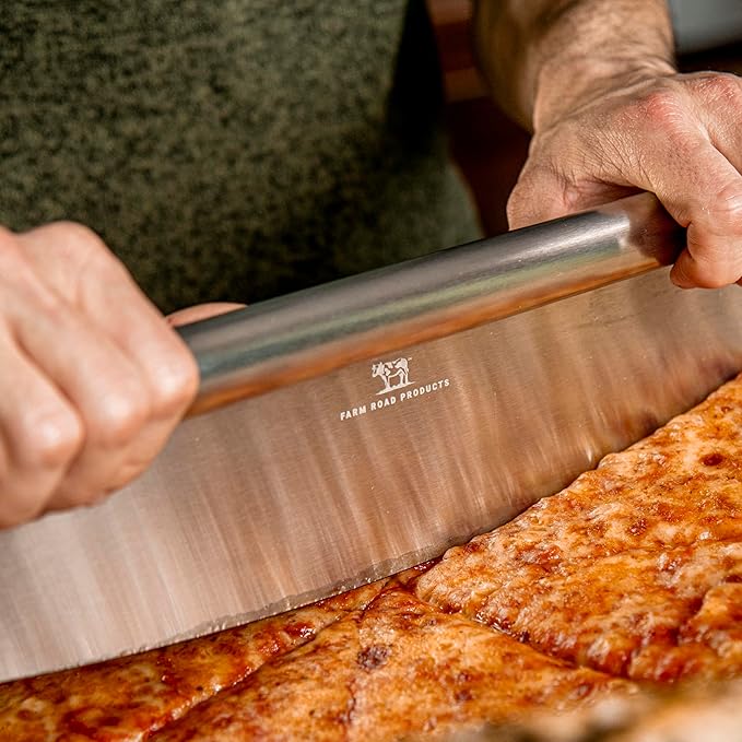 Stainless Steel Rocker Pizza Cutter – Heavy-Duty 13.75-Inch Blade – Professional Pizza, Dough, Bread, and Herb Slicer – Ergonomic Handle – Dishwasher Safe