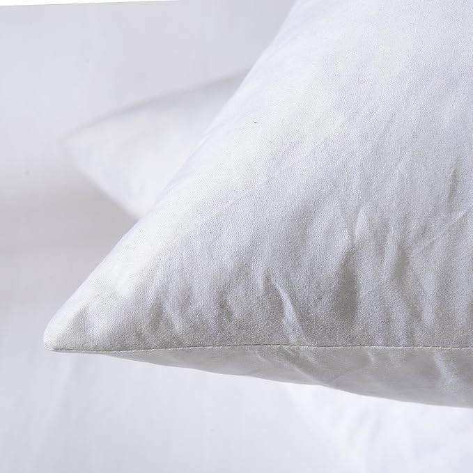 22x22 Decorative Throw Pillow Inserts-Down Feather Pillow Inserts-Square-Cotton Fabric-Set of 2-White.
