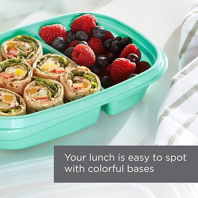 Rubbermaid 50-Piece Food Storage Containers Set with Lids, Teal Splash – Perfect for Lunch, Meal Prep, Leftovers & More – Top Rack Dishwasher Safe, BPA-Free Plastic