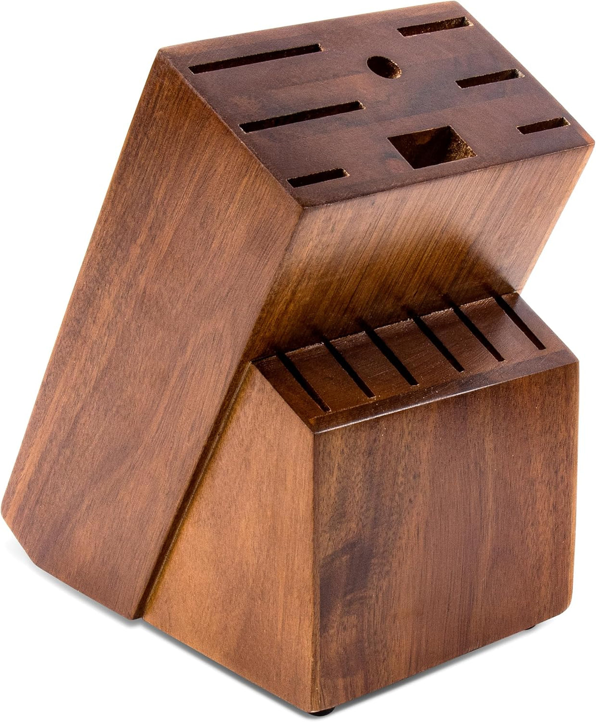 RedCall Universal Knife Block Holder,Large Wood Bamboo Knife Block without Knives,14 Slot Universal Knife Holder Countertop,Butcher Block Knife Storage Organizer for Kitchen (Brown)