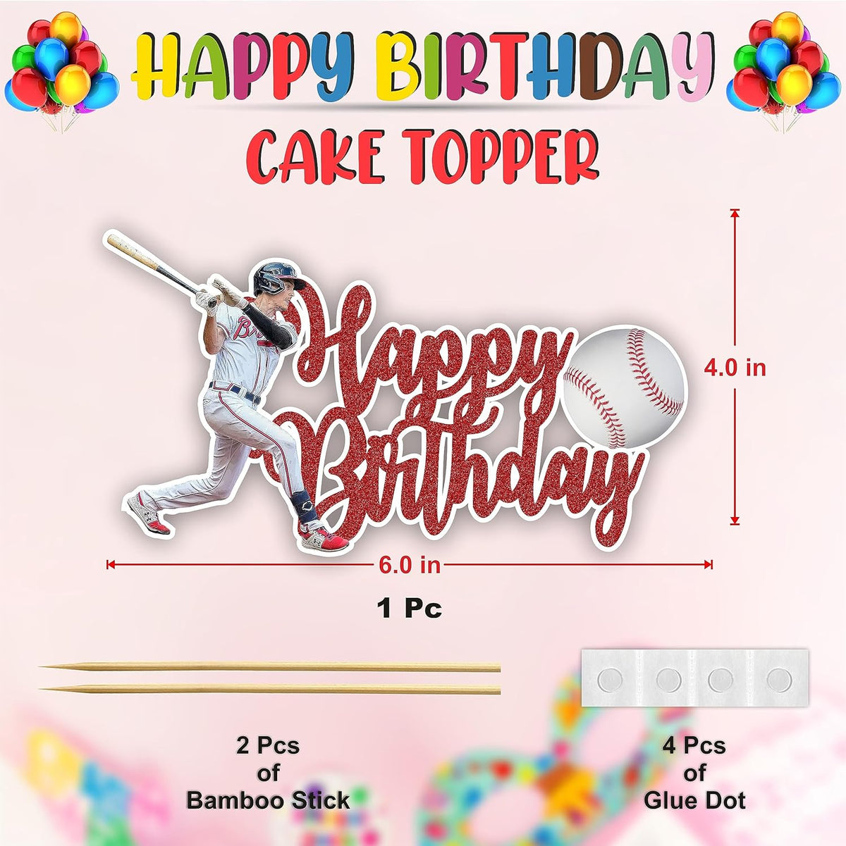 Seyal® Baseball Happy Birthday Cake Topper