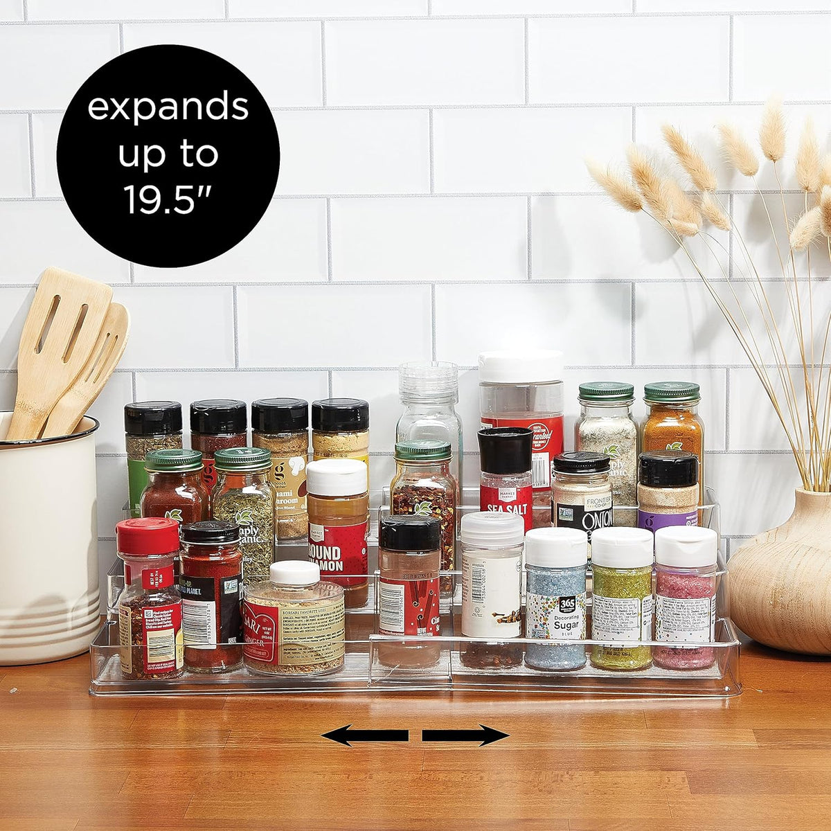 SIMPLEMADE 3-Tier Spice Rack Organizer - Versatile Storage Shelf for Kitchen, Bathroom, Bedroom & Office, Set of 2, Expandable Clear
