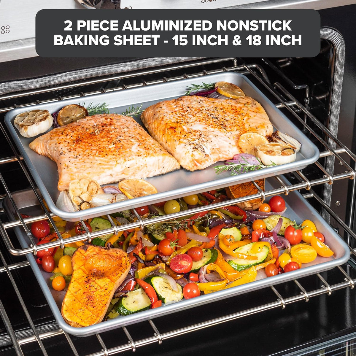 Viking 2-Piece Nonstick Baking Sheet Set, 15.5" & 17", Silver