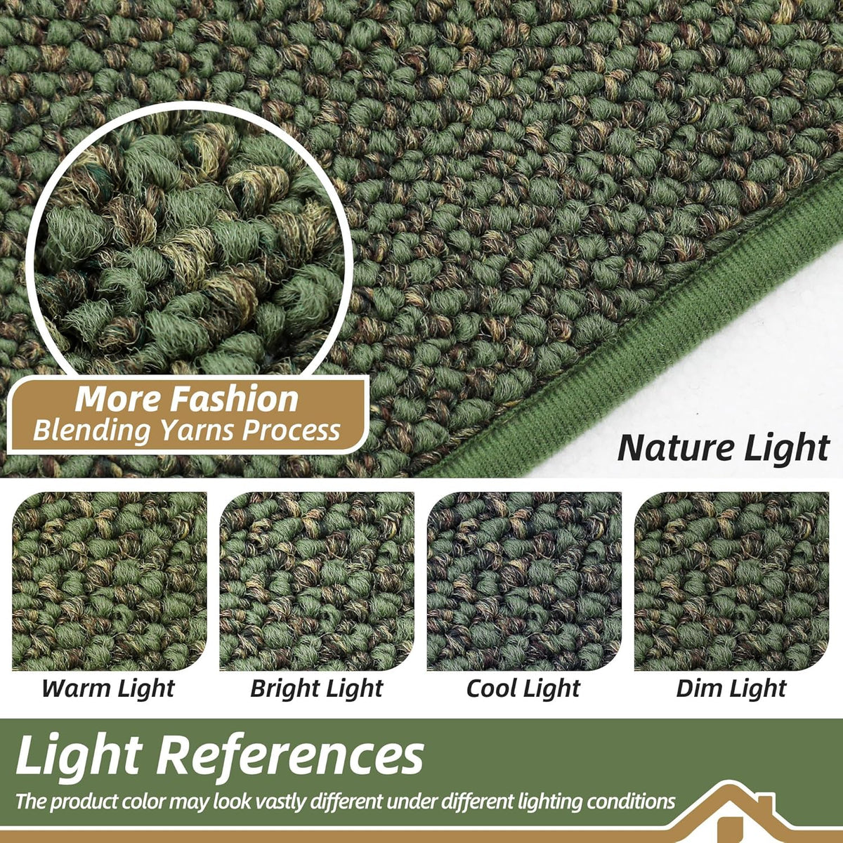 BEQHAUSE Kitchen Rugs and Mats 2PCS, Non-Slip Kitchen Mats for Floor, Absorbent and Stain Resistant Kitchen Runner, Machine Washable Rugs for Kitchen, Laundry & Sink, 24"x36"+24"x60", Green