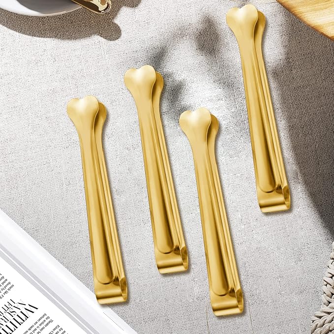 18 Pack Premium Small Serving Tongs, Mini Stainless Steel Appetizer Tongs 4.33Inch Gold