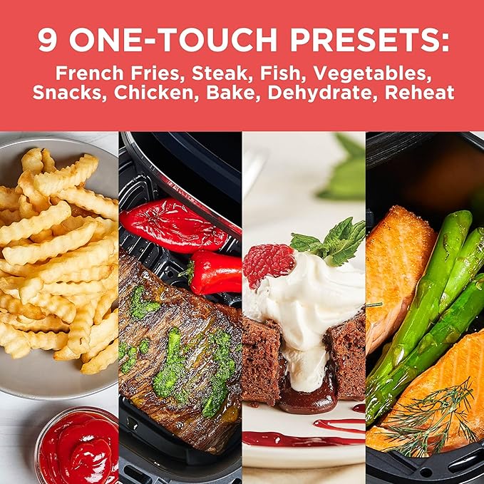 BLACK+DECKER Purifry 4QT Air Fryer, Crispy Deep Fried Taste without the Fat, Plus Bake, Dehydrate, and Keep Food Warm, Digital Touchscreen and Auto Shut-Off
