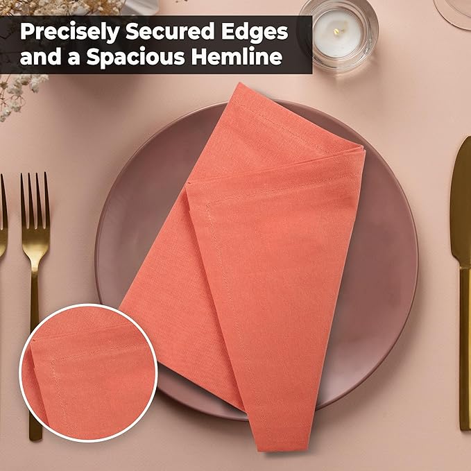 Urban Villa Cotton DinnerNapkins Set of 12, Highly Absorbent 18x18 Inches Soft Premium Cloth Napkins, Hotel Quality Napkins, Reusable & Washable Table DinnerNapkins - (Orange Pumpkins, Solid)
