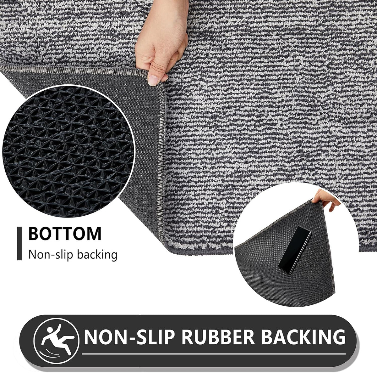 REFETONE Indoor Doormat, Front Door Mat 32"x48" Absorbent Rubber Backing Non Slip Back Door Mats, Washable Low-Profile Inside Floor Mat Door Rugs for Entryway, Resist Dirt Mud Mat for Dogs, Dark Grey