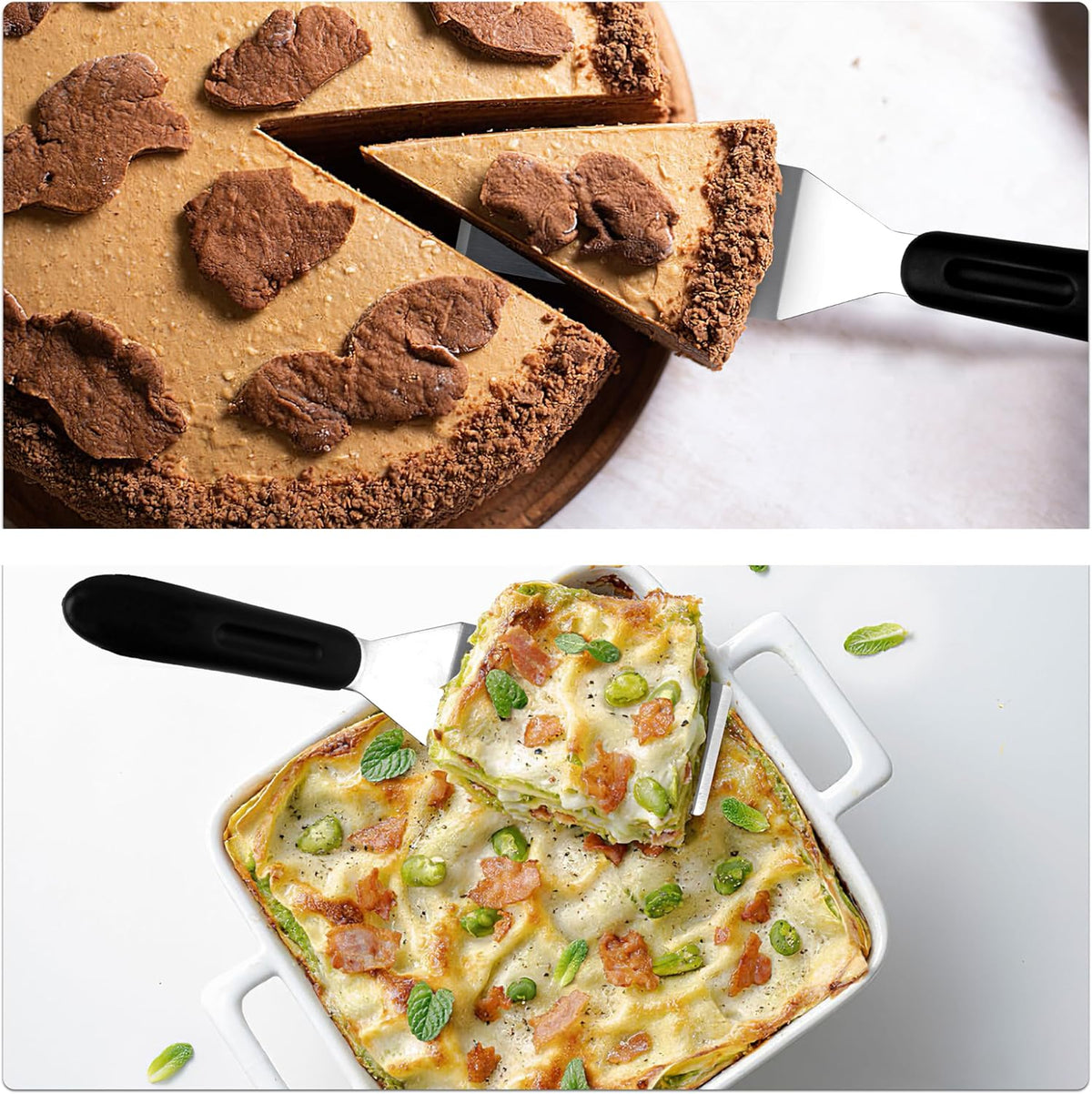 Small Spatula Professional Mini Serving Spatula, 4 Pieces Stainless Steel Metal Spatulas Set, Cutter and Serve Turner for Kitchen, Flipping or Cooking for Brownie, Cookie, Lasagna, Pancakes or Cake
