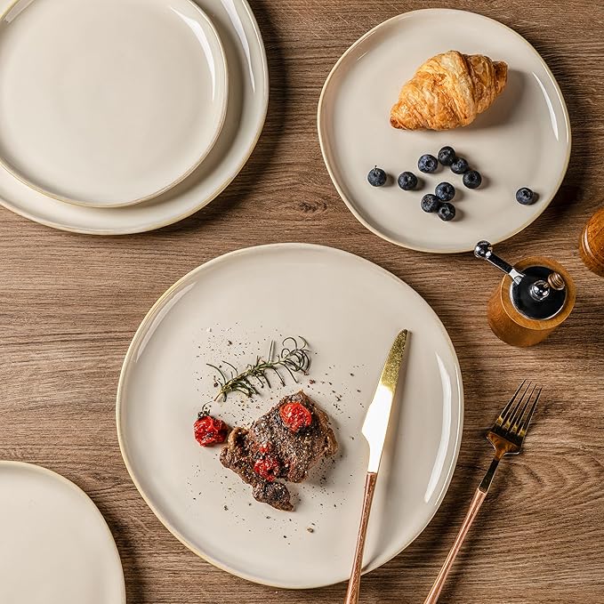 AmorArc Ceramic Dinnerware Sets,Handmade Reactive Glaze Stoneware Plates and Bowls Sets,Highly Chip and Crack Resistant | Dishwasher & Microwave Safe Dishes Set,Service for 8 (24pc)