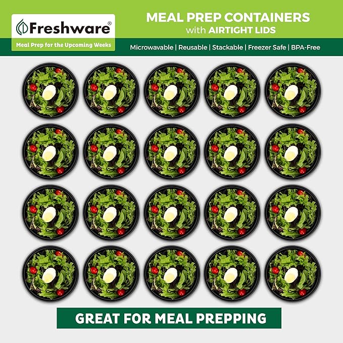 Freshware Meal Prep Containers with lids [150 Pack] Food Storage Containers, Bento Box, BPA-Free, Stackable, Microwave, Dishwasher, Freezer Safe, 32 Oz