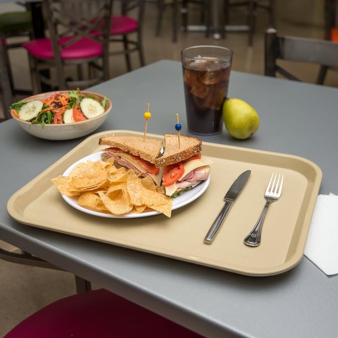 Carlisle FoodService Products Cafe Plastic Fast Food Tray, 14" x 18", Beige, (Pack of 12)